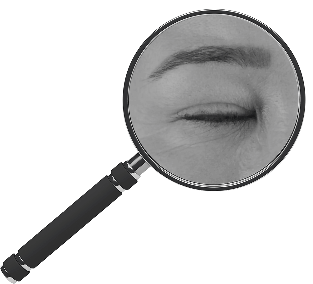 Eye blinking in a magnifying glass